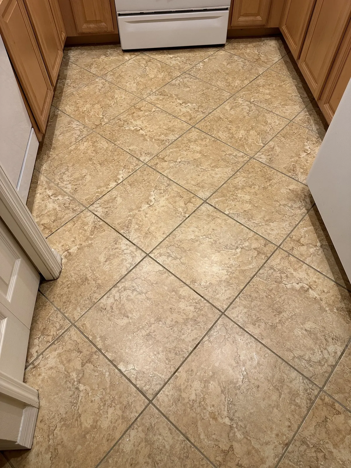 Kitchen grout, after cleaning