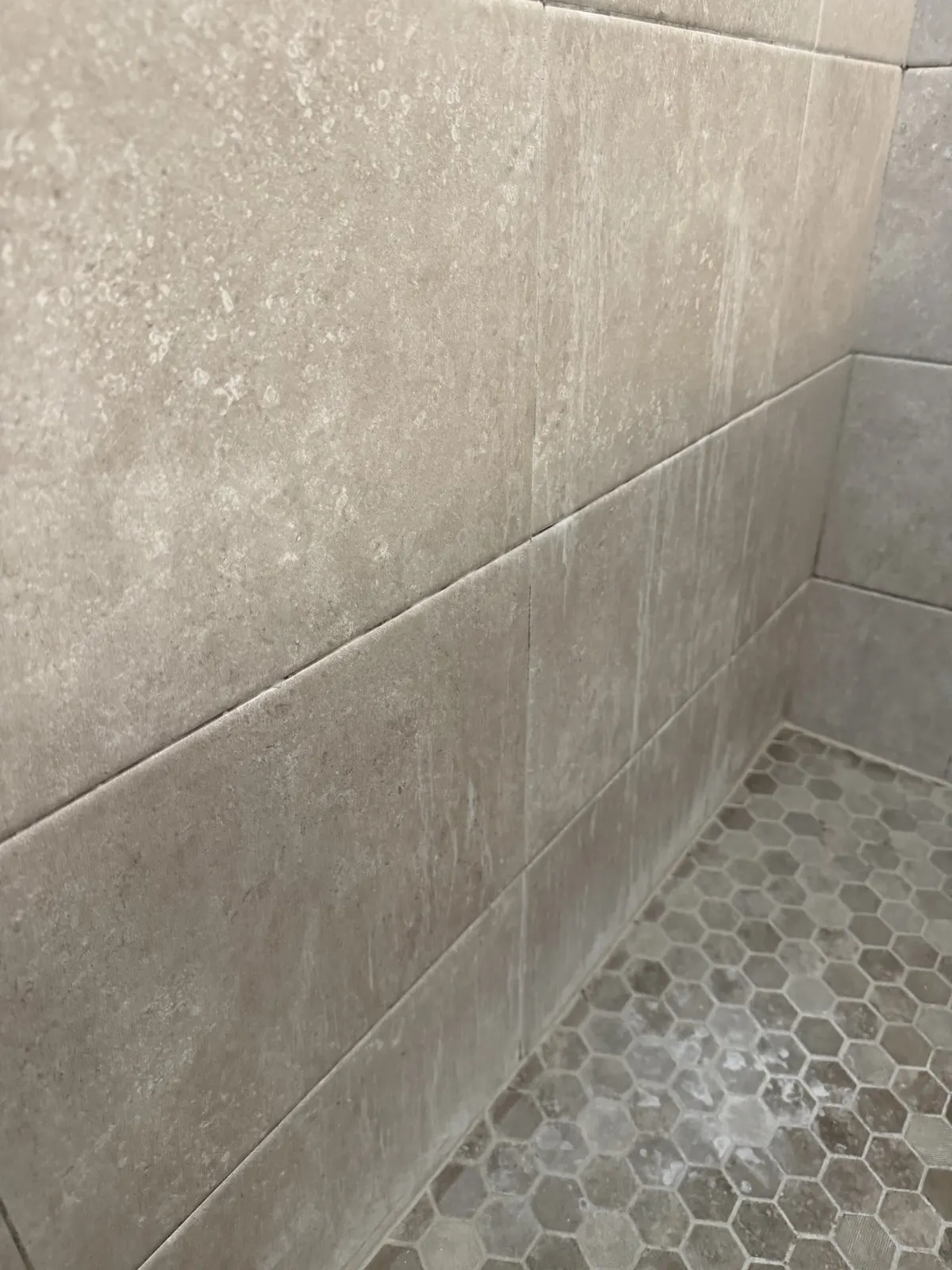 Shower grout, before cleaning