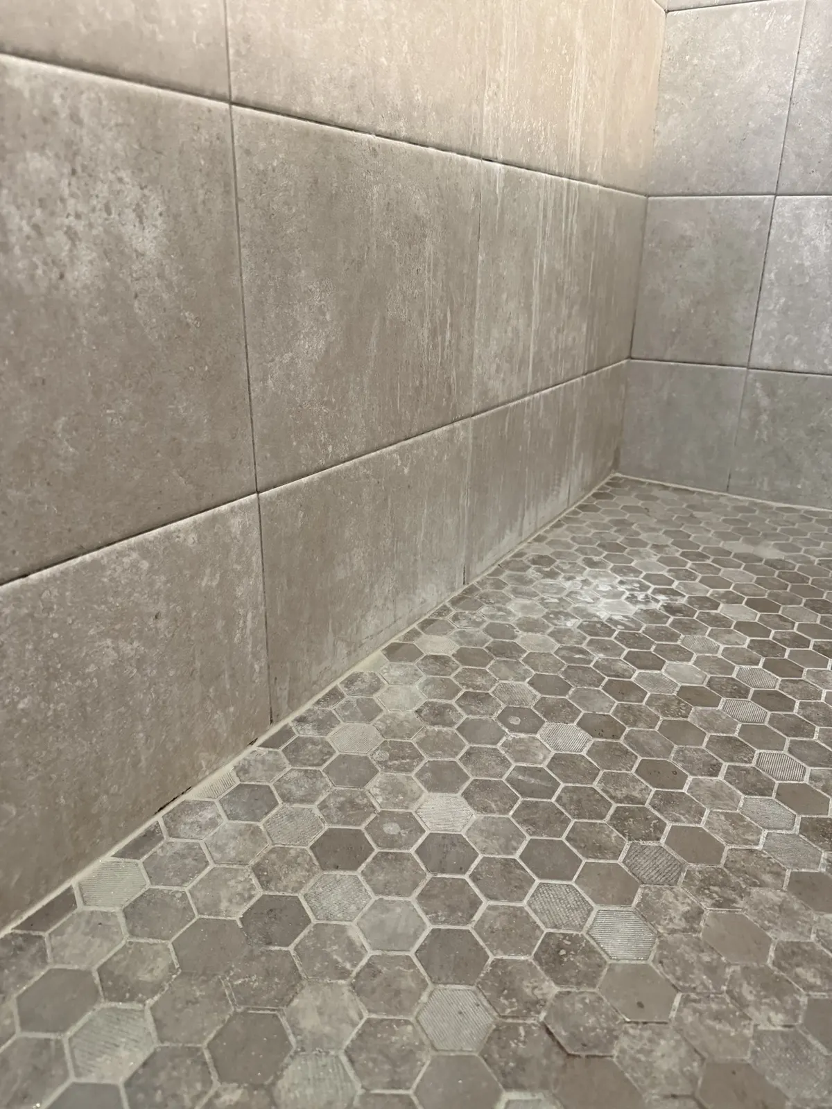 Shower grout, before cleaning