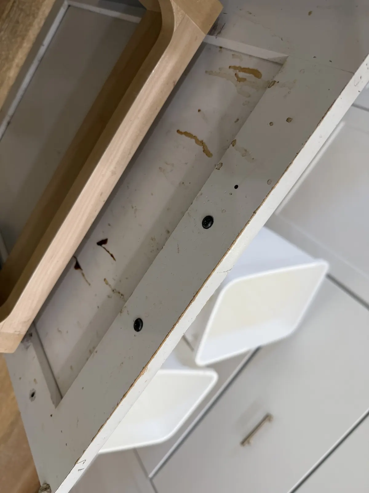 Cabinet drawer, before cleaning