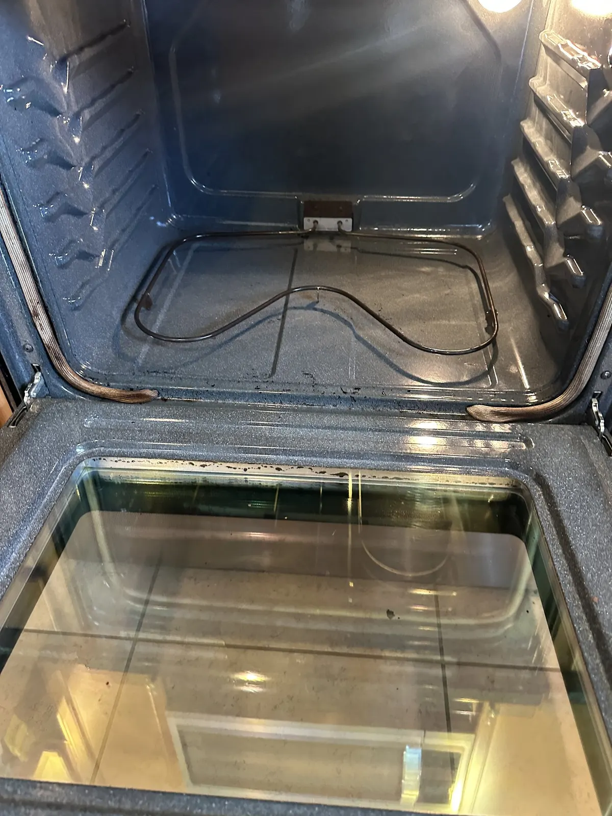 Oven floor and glass, after cleaning