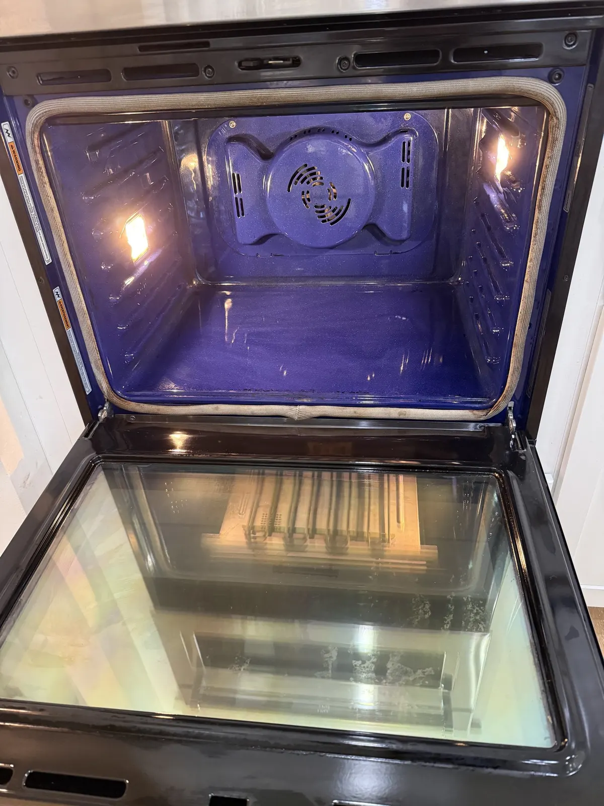 Oven racks and glass, after cleaning