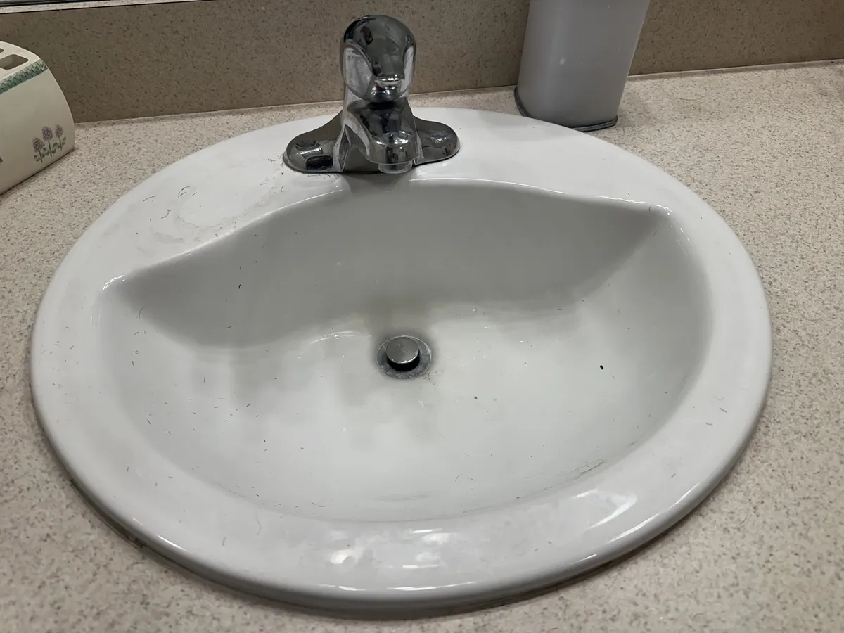 Bathroom sink, before cleaning
